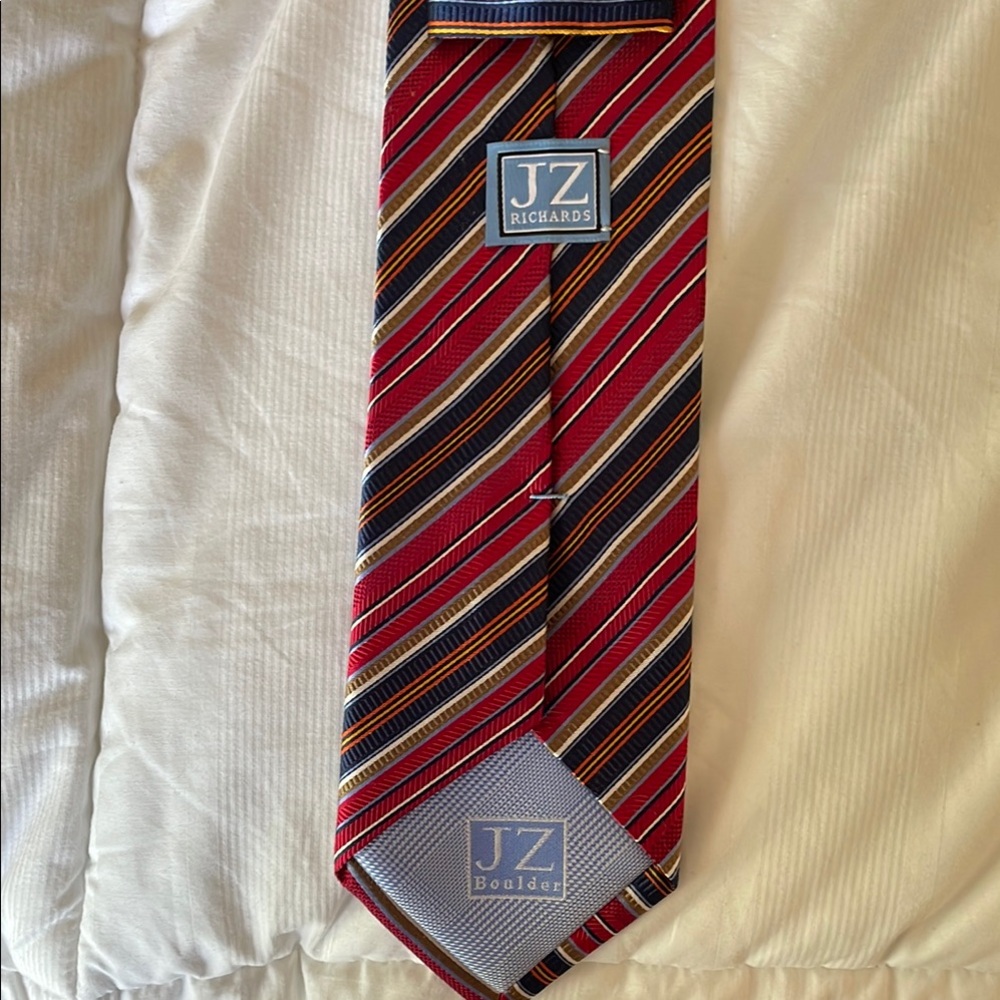 NEW! JZ Richards/Boulder Silk Striped Men's Tie. Handmade in USA.